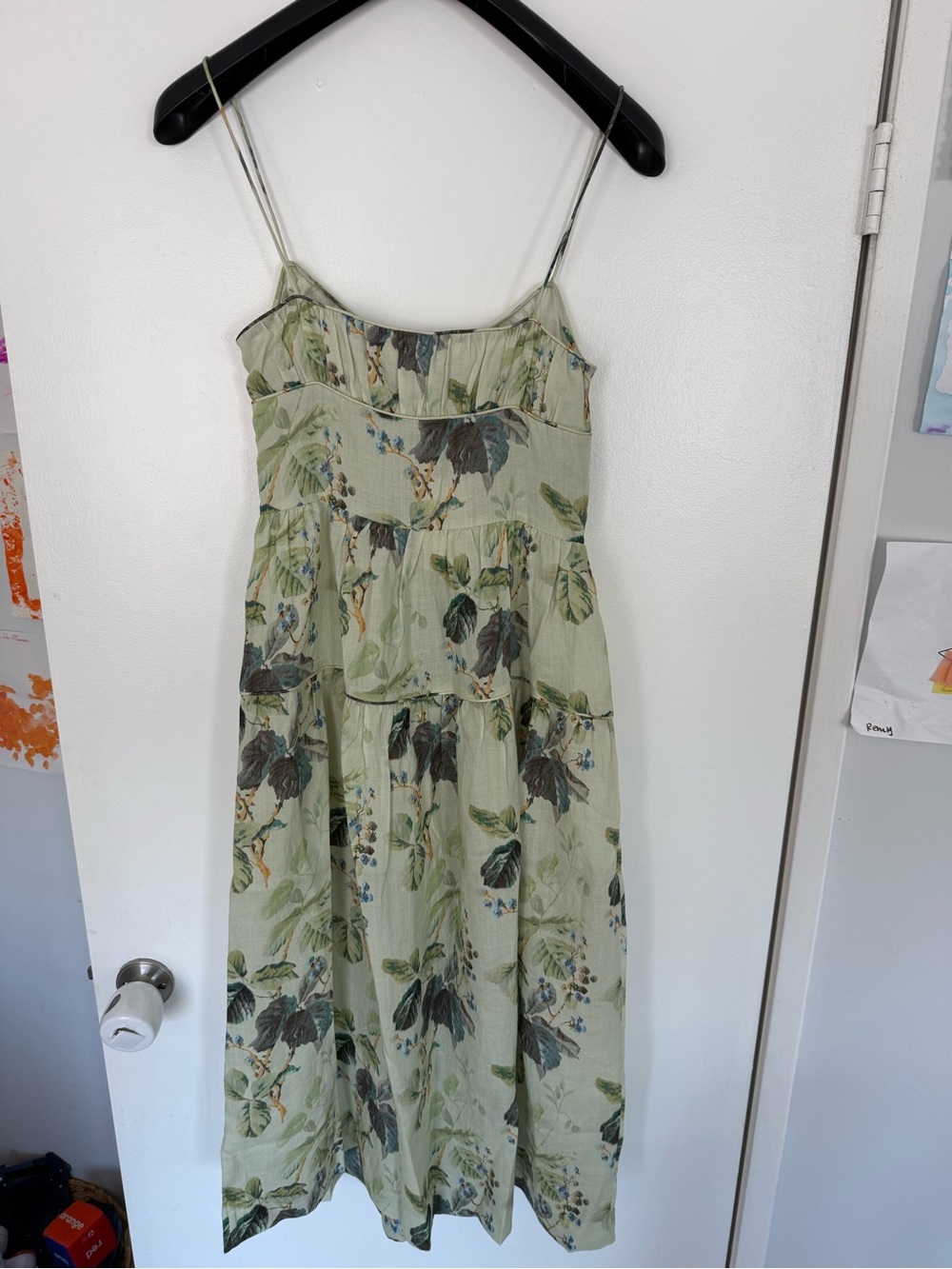 Doen Benoit Dress Sleeveless Green Floral Sundress in Floraison De Mures